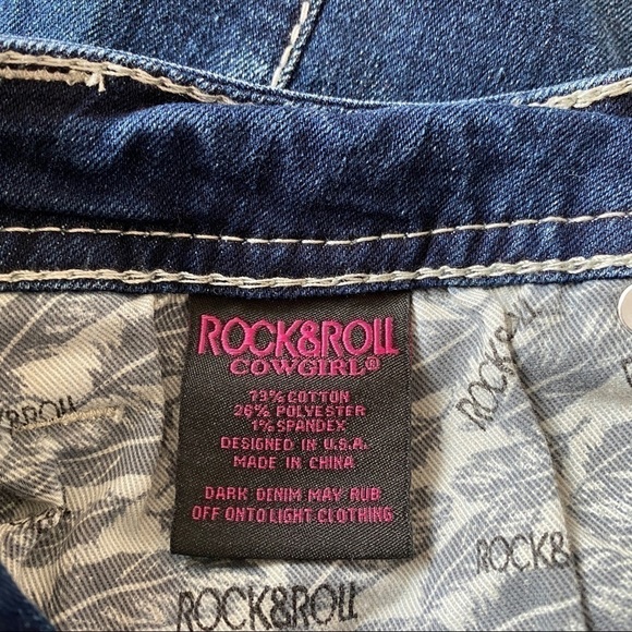 𝅺rock & Roll Cowgirl Riding Jeans Bootcut Women's Sz 33x32 Dark wash - Picture 7 of 10